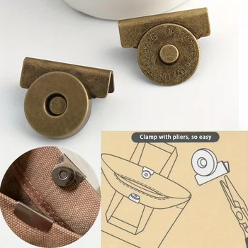 5-20DB 14x3mm bronz mágneses csat vas klip, táska szélén mágneses gomb, fém mágneses snap csat