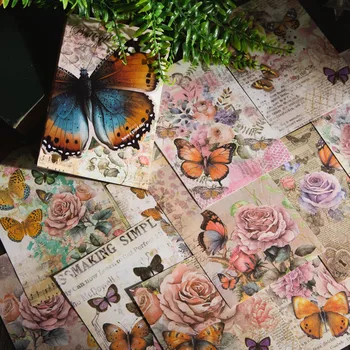30 db Nagy méretű Pillangó Virág Anyaga Papír DIY Dekoratív Kollázs Anyag Scrapbooking Kellékek Hivatal Esztétika