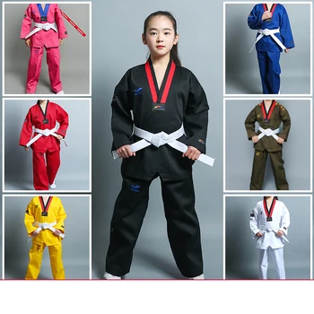 Gyorsan száradó Koreai Taekwondo Egységes V-Nyakú Dobok Fehér Egyenruhát Tae Kwon Do MMA-Harcművészeti Karate Lélegző