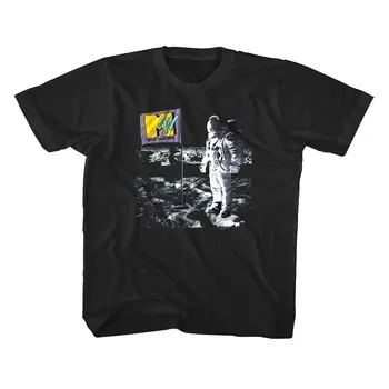 MTV Űrhajós Zászlót a Hold Gyerekek T-Shirt Tér Csillagok, Galaxis Hold Zene