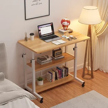 Mozgatható Lift Éjjeliszekrényen Dupla Réteg Laptop Asztal Gyakorlati Tanulmány Asztal USB-Rajongó, s Könnyű Hálószoba, Hálóterem