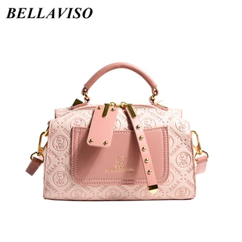 BellaViso Divat Rózsaszín Női Boston Kors Női Táska Trendi Hordozható PU Bőr Táska Alkalmi Váll táska BLCR-11