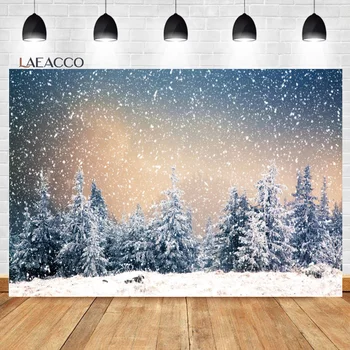 Laeacco Téli Erdő Háttérben A Gyönyörű Természet, Havas Csodaország Táj Gyerekek Családi Karácsonyi Portré Fotózás Háttér
