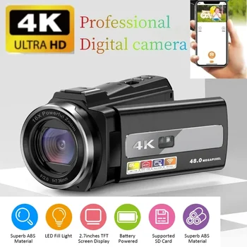 Szakmai 4K HD Kamera, WIFI Digitális éjjellátó Kamera Kézi Forgatás Elektronikus Anti Shake Szabadtéri Sportok DV Kamera