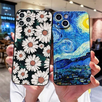 Divat a Retro, Van Gogh Festmény Telefon tok iPhone 11 12 13 14 15 Pro Max Mini X XR XS SE 7 8 Plusz Borító Címke Művészeti Fundas