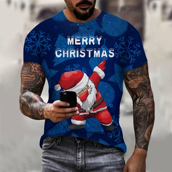CLOOCL Férfi póló Boldog Karácsonyt Vicces Télapó 3D Nyomtatott Női Póló Rövid Ujjú Fashion Street Férfi Póló, Alkalmi Felsők